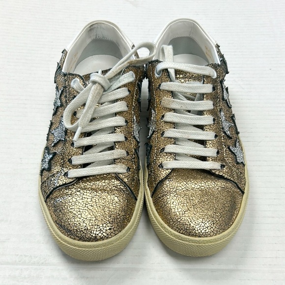 Saint Laurent Gold and Silver Star Court Trainers - Picture 2 of 7